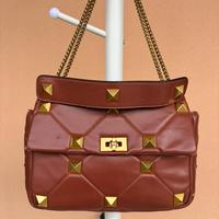 Valentino borsa borchie Roman Stud pelle marrone