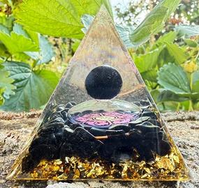 Piramide Orgonite Ossidiana Nera Mandala