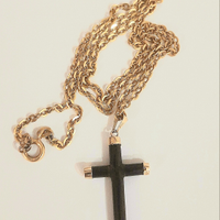 Collana Ciondolo Croce in Corallo Nero e Oro 14kt