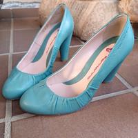 décolleté Fornarina 37 pelle turchese azzurro