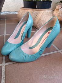 décolleté Fornarina 37 pelle turchese azzurro