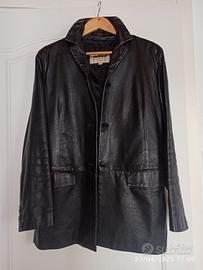 giacca nera donna  in pelle vera taglia 46