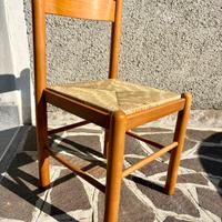 Set 4 Sedie in Legno Massello con Seduta in Paglia