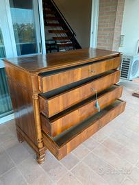 Cassettiera antica in legno a 4 cassetti