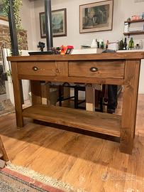 Consolle artigianale in abete grezzo 110x45xh80