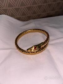 Bracciale e anello serpente oro 18 con rubini