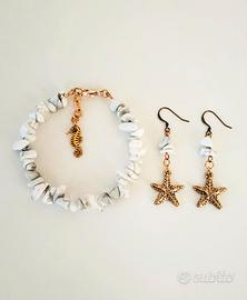 Bracciale e orecchini pietra howlite