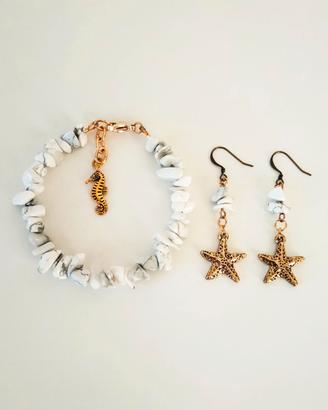 Bracciale e orecchini pietra howlite