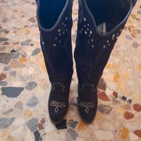 Stivali camoscio blu