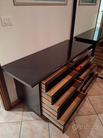 Cassettiera nera lucida 8 cassetti