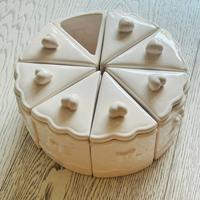 8 Contenitori ceramica bianca forma torta