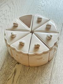 8 Contenitori ceramica bianca forma torta