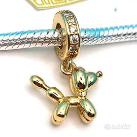 Charm argento 925 cagnolino gold dorato palloncini
