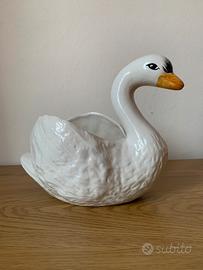 Fioriera vaso ceramica di Bassano forma di cigno