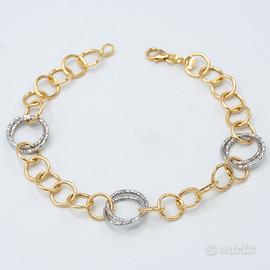 Bracciale donna in oro giallo e bianco 18KT E.2010