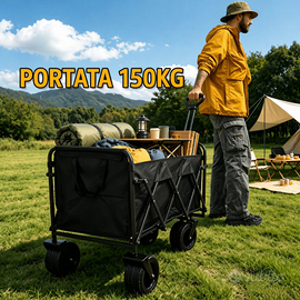 Carrello Trasporto Pieghevole 95x52 cm, Ruote XL