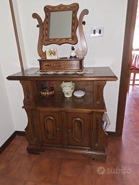 porta televisione legno con porta riviste laterali
