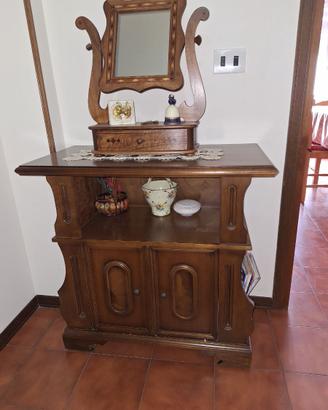 porta televisione legno con porta riviste laterali