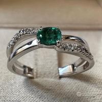 ANELLO ORO 18kt. DIAMANTI E SMERALDO COLOMBIANO