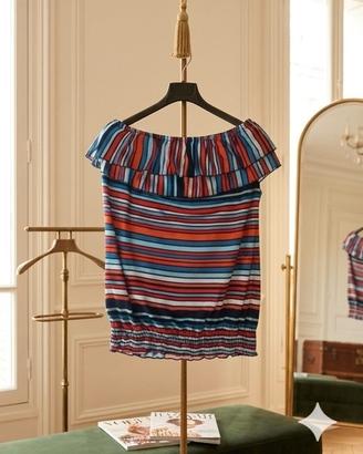 🌈 Top a Fascia Multicolor con Volant – Stile Summ