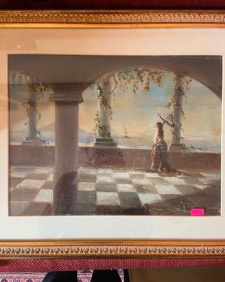 Quadro terrazza con porticato sul golfo