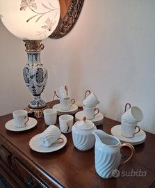 Set caffè porcellana Richard Ginori, oro Doccia. 