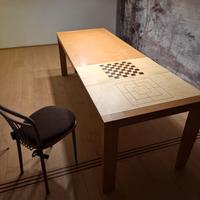 Tavolo pranzo in acero, 6 sedie e piano da gioco