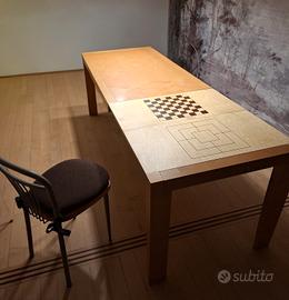 Tavolo pranzo in acero, 6 sedie e piano da gioco