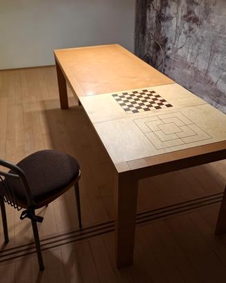 Tavolo pranzo in acero, 6 sedie e piano da gioco