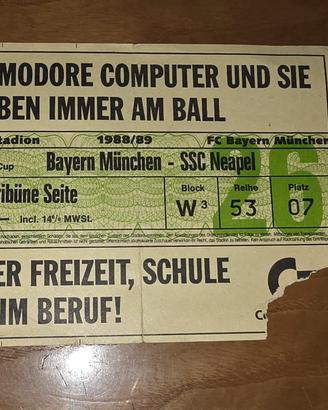 Biglietto coppa uefa 1989 Bayern Monaco Vs Napoli 