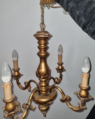 Lampadario antico, primi '900, dorato, toscano
