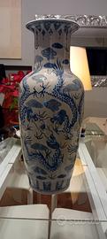 Grande Vaso  porcellana bianco/blu dragoni nuvole