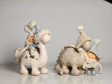 Dinosauri ceramica natalizi coppia