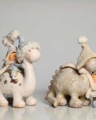 Dinosauri ceramica natalizi coppia