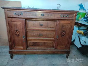 Credenza mobile antico vintage marmo e specchiera