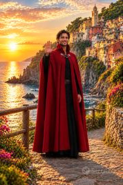 Tabarro Mantello Rosdo in Misto Lana Veneziana