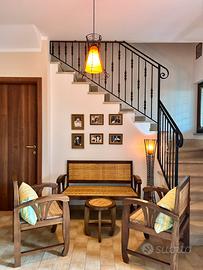 SET COLONIALE LEGNO MASSELLO E PAGLIA DI VIENNA