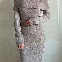 Vestito lungo spalle scoperte H&M colore marrone