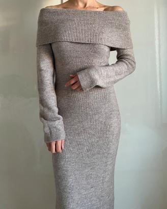 Vestito lungo spalle scoperte H&M colore marrone