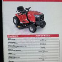 Trattorino erba Troy Bilt Pony 92T-S Select 382 CC
