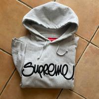 Supreme felpa con cappuccio Raised Script grigio