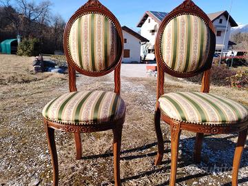 coppia sedie in legno imbottite