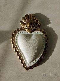 Cuore sacro ex voto fiamma oro