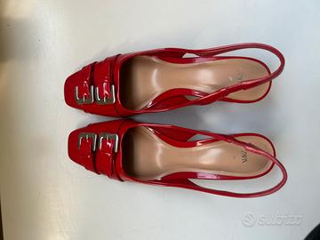 Zara buckled red slingback heels