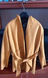 Trench donna senape con cappuccio, cintura, tasche