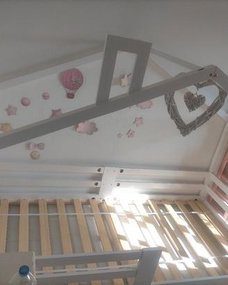 letto a casetta con spondina unisex 
