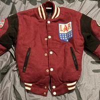 Cappotto stile college bordeaux e nero