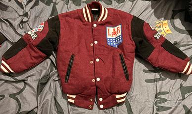 Cappotto stile college bordeaux e nero