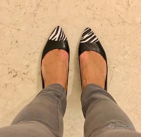 NUOVE Ballerine nere con punta zebrata