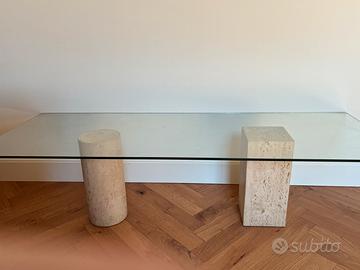 Tavolino vetro e marmo